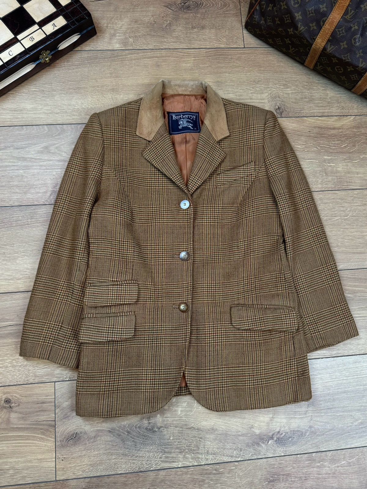 Burberry Vintage wool blazer Burberry Tweed original luxury item Size 38S - 1 Thumbnail