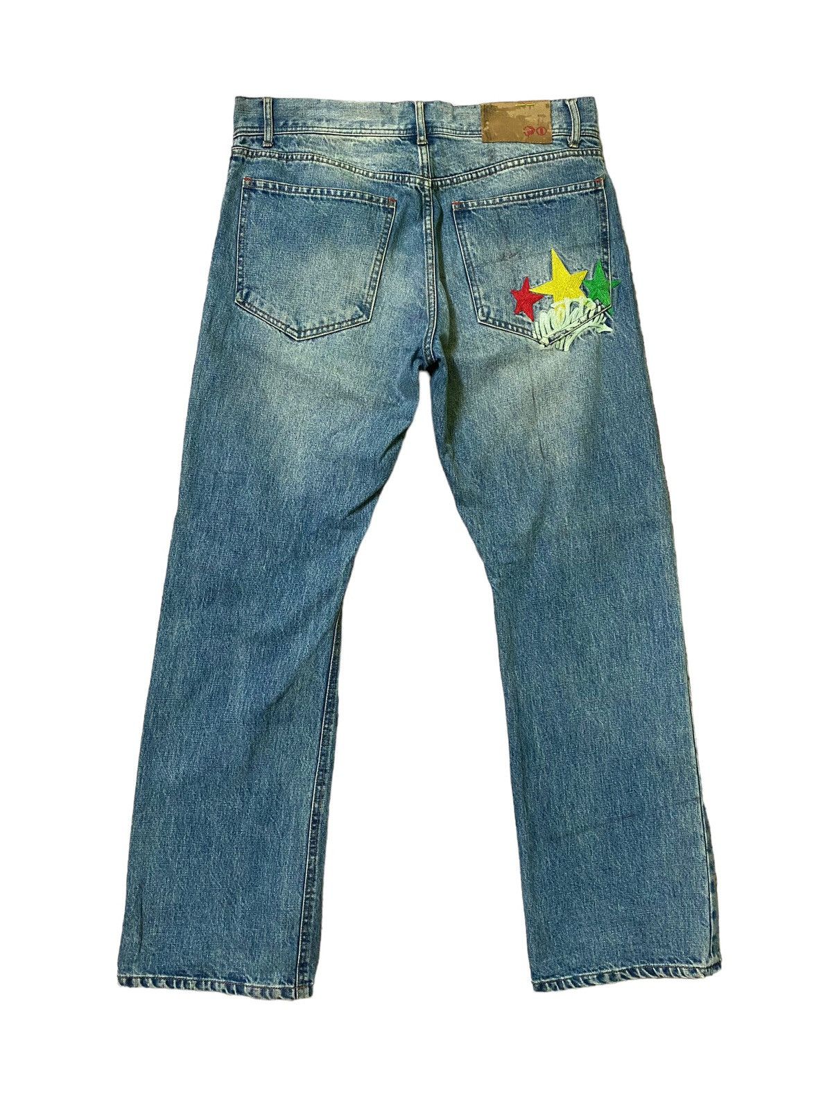 Image of Archival Clothing x Avant Garde Nesta Brand Embroidered Selvedge Denim in Blue, Men's (Size 35)