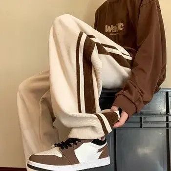 Japanese Brand Lightweight Beige Color Baggy Striped Sweatpants Size US 32 / EU 48 - 1 Thumbnail