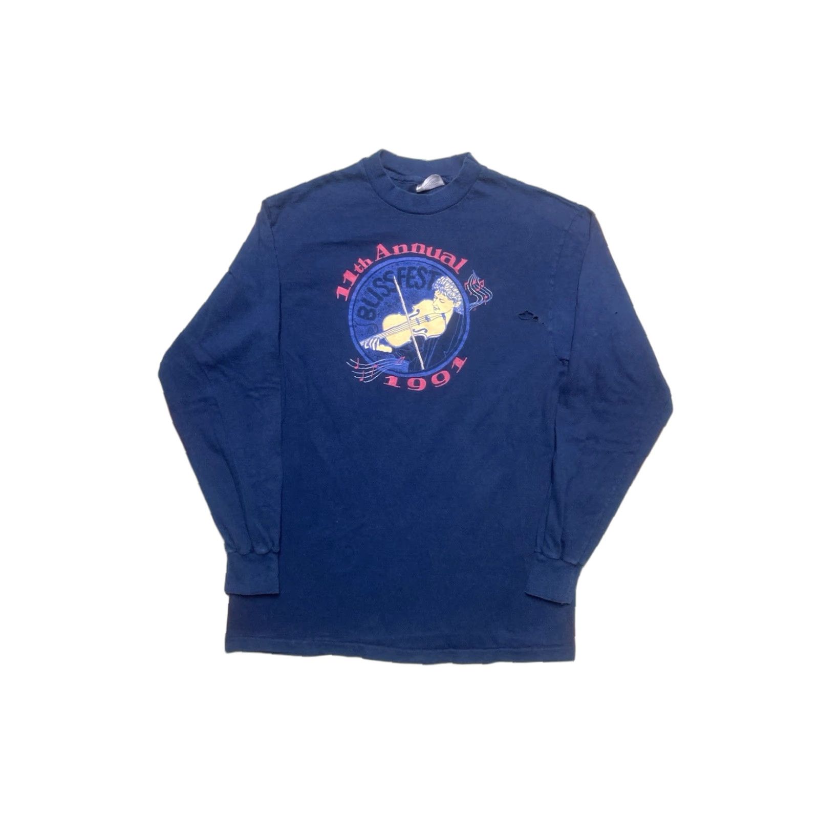 Folk VINTAGE Michigan T-Shirt Long Sleeve Bluesgrass Blissfest 1991 Blue Large Mens Size US L / EU 52-54 / 3 - 1 Thumbnail