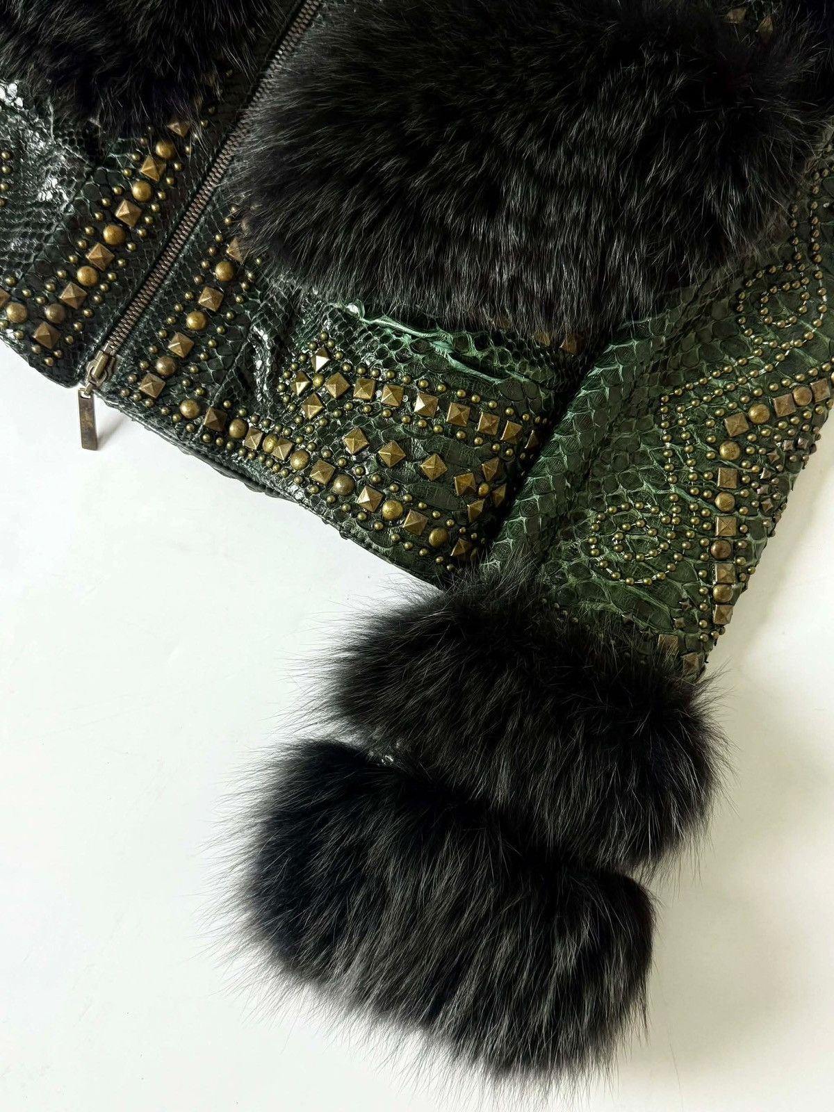 Roberto Cavalli Roberto Cavalli Embellished Studded Python Leather & Fur Size S / US 4 / IT 40 - 8 Thumbnail