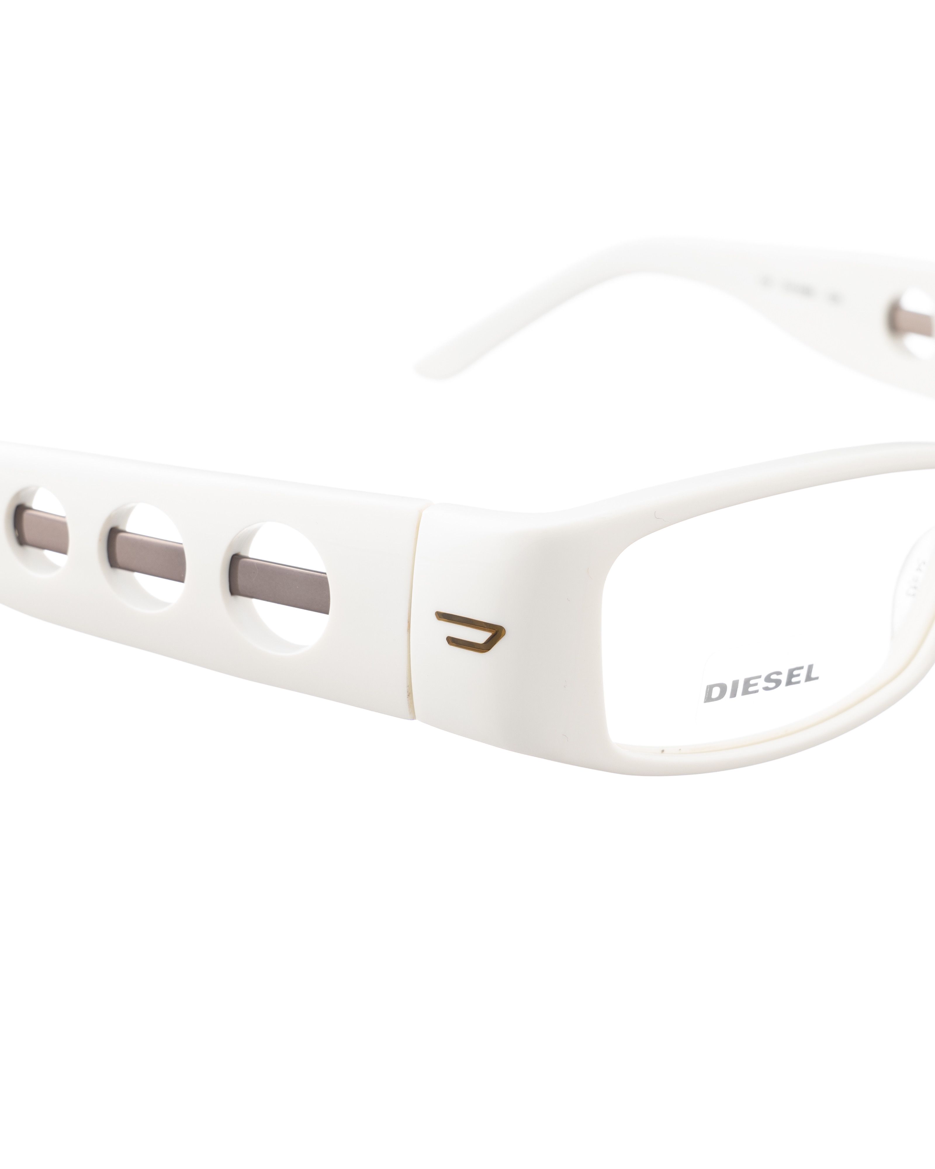Diesel 00s White Bold Plastic Glasses with Circle Cut Outs