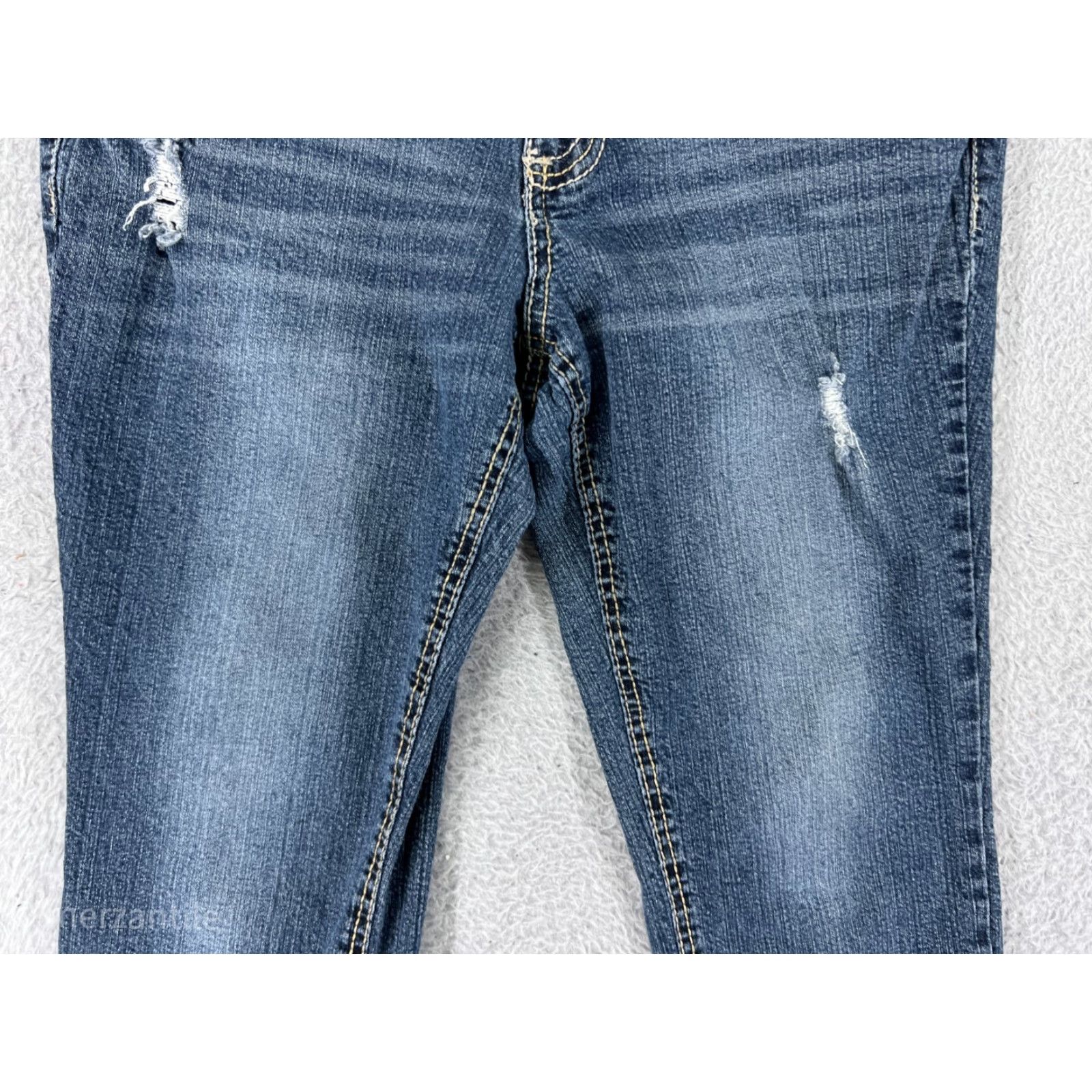 Denime Jade Jeans Blue Denim 9 Womens Low Rise Distressed Capri Cotton Size 30" / US 8 / IT 44 - 6 Thumbnail