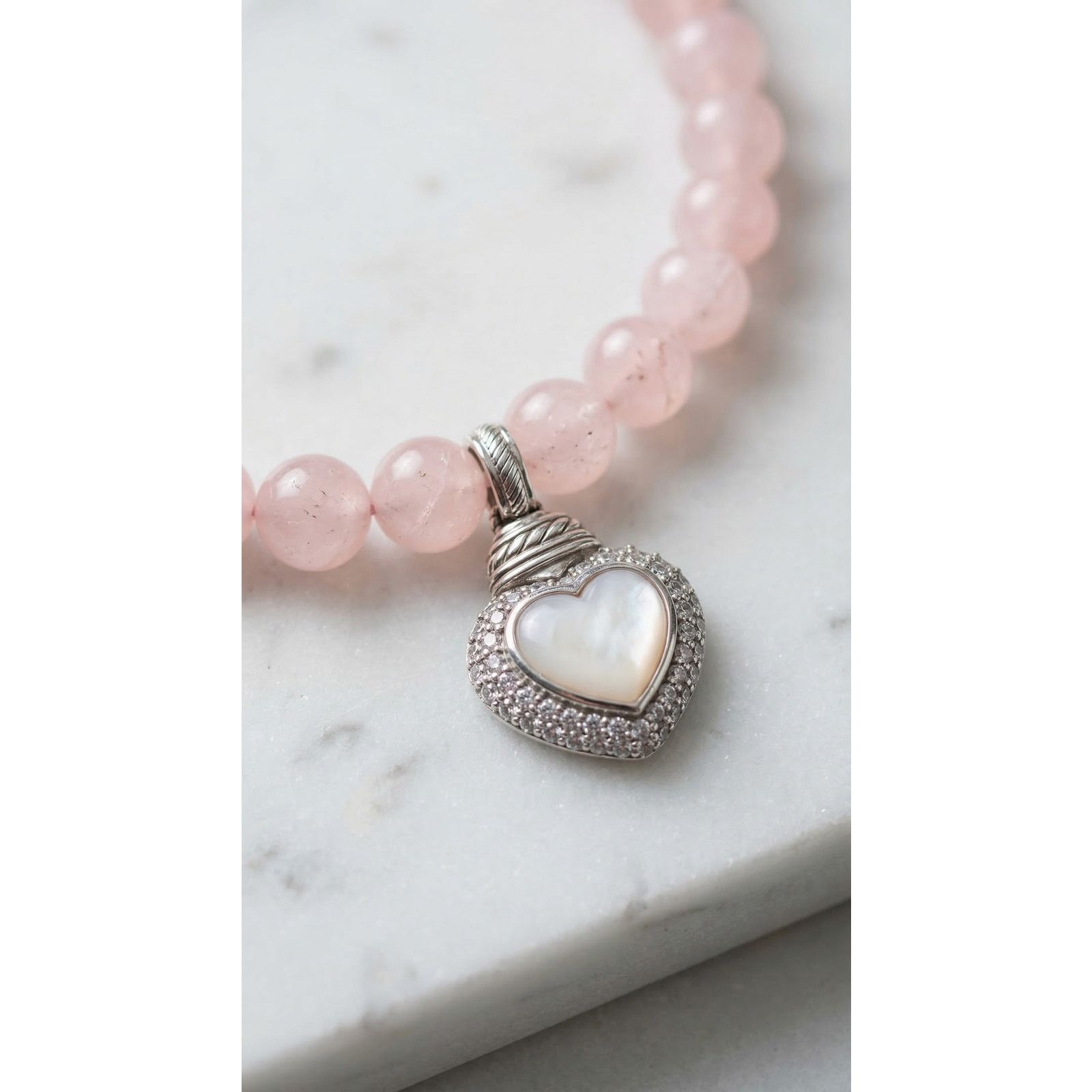 Judith Ripka Judith Ripka Sterling Silver Rose Quartz Heart Necklace Size ONE SIZE - 3 Thumbnail