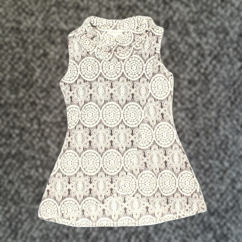 Vintage VINTAGE Womens Sleeveless Tunic Top Grey Floral Polyester UK 8 Small Size M / US 6-8 / IT 42-44 - 1 Thumbnail