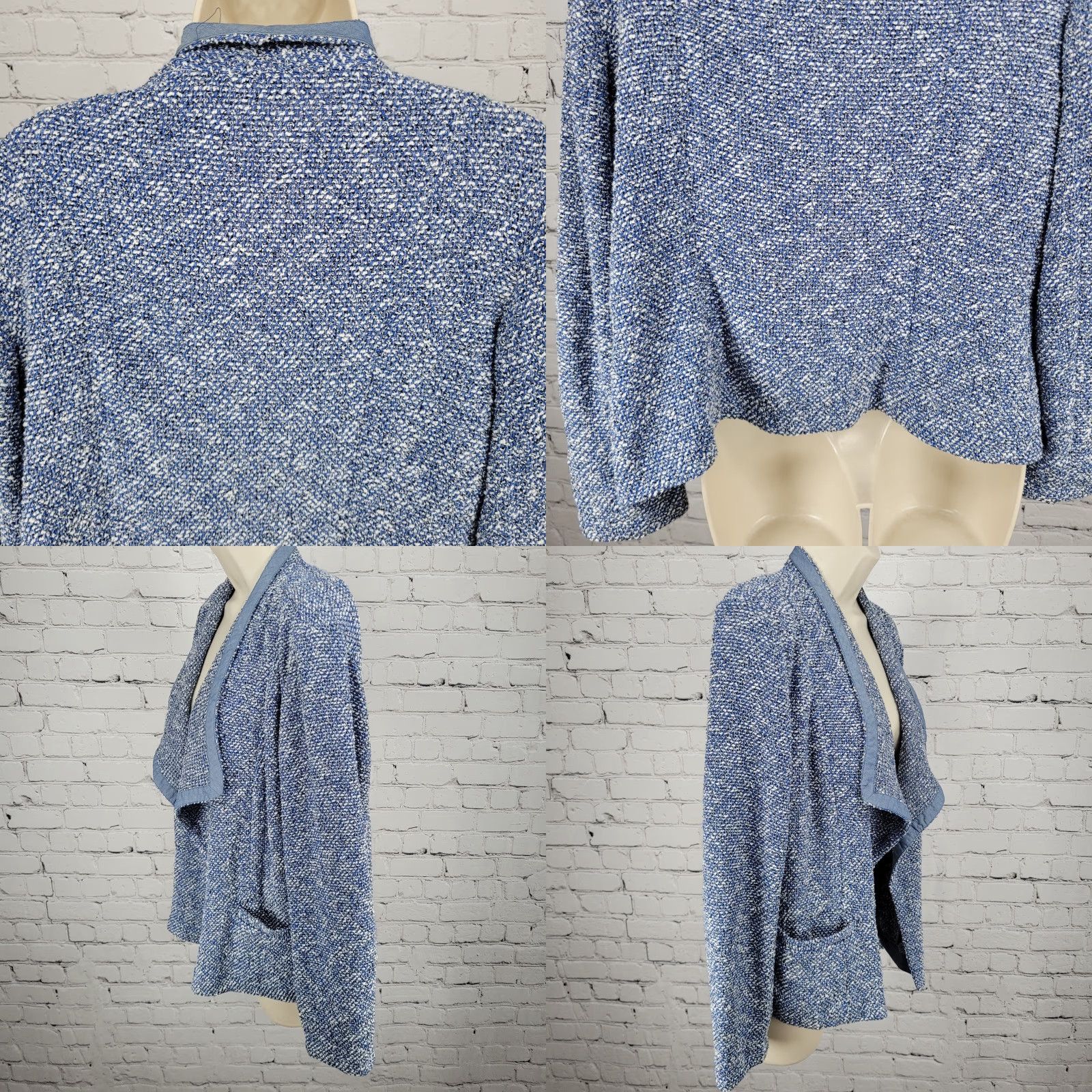 Talbots VINTAGE Talbots Blue Textured Open Long Sleeve Pockets Jacket Small S Size S / US 4 / IT 40 - 8 Thumbnail