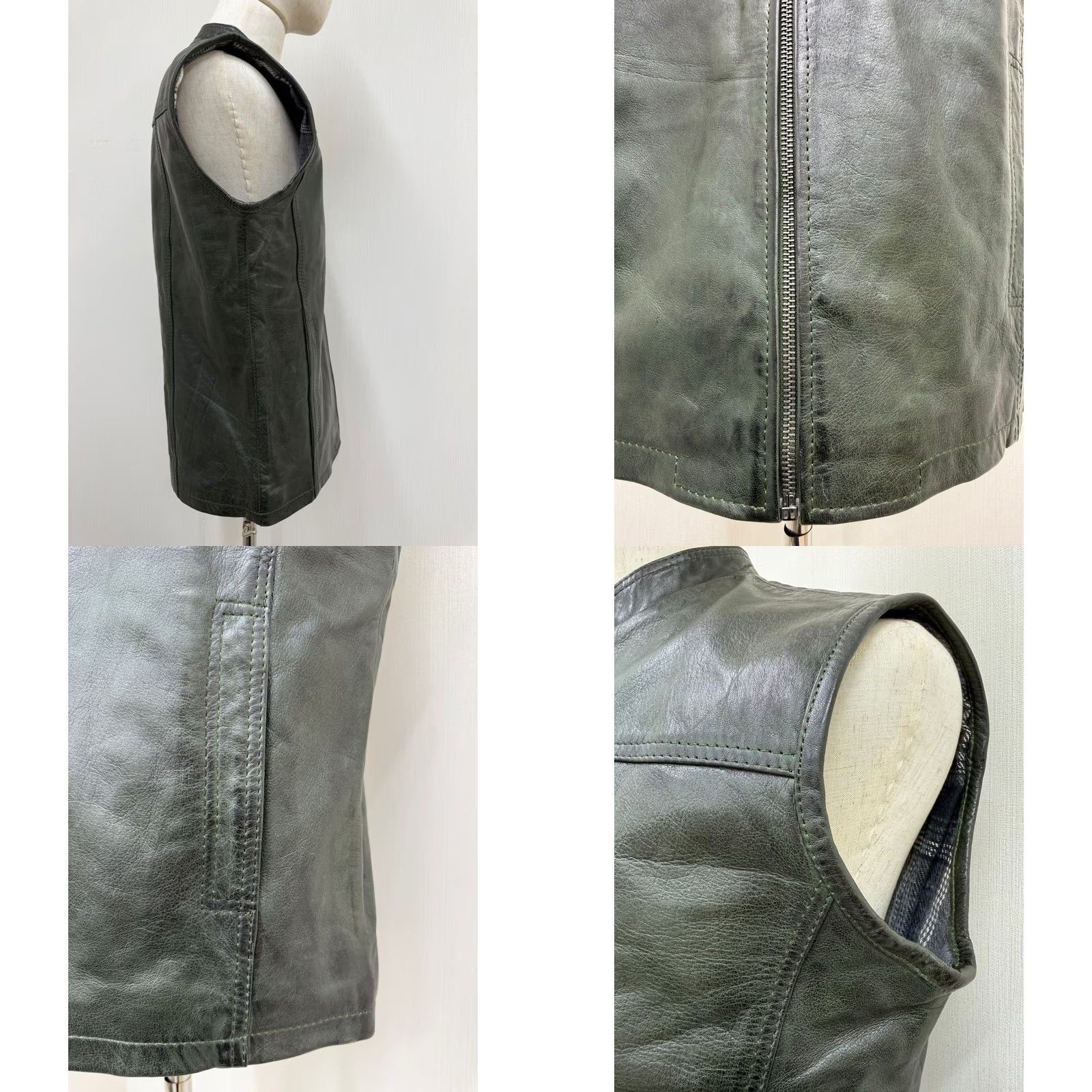Vintage VINTAGE Men's Italian Sheepskin Leather Vest Green Premium Soft Size L Asian L Size US L / EU 52-54 / 3 - 9 Thumbnail