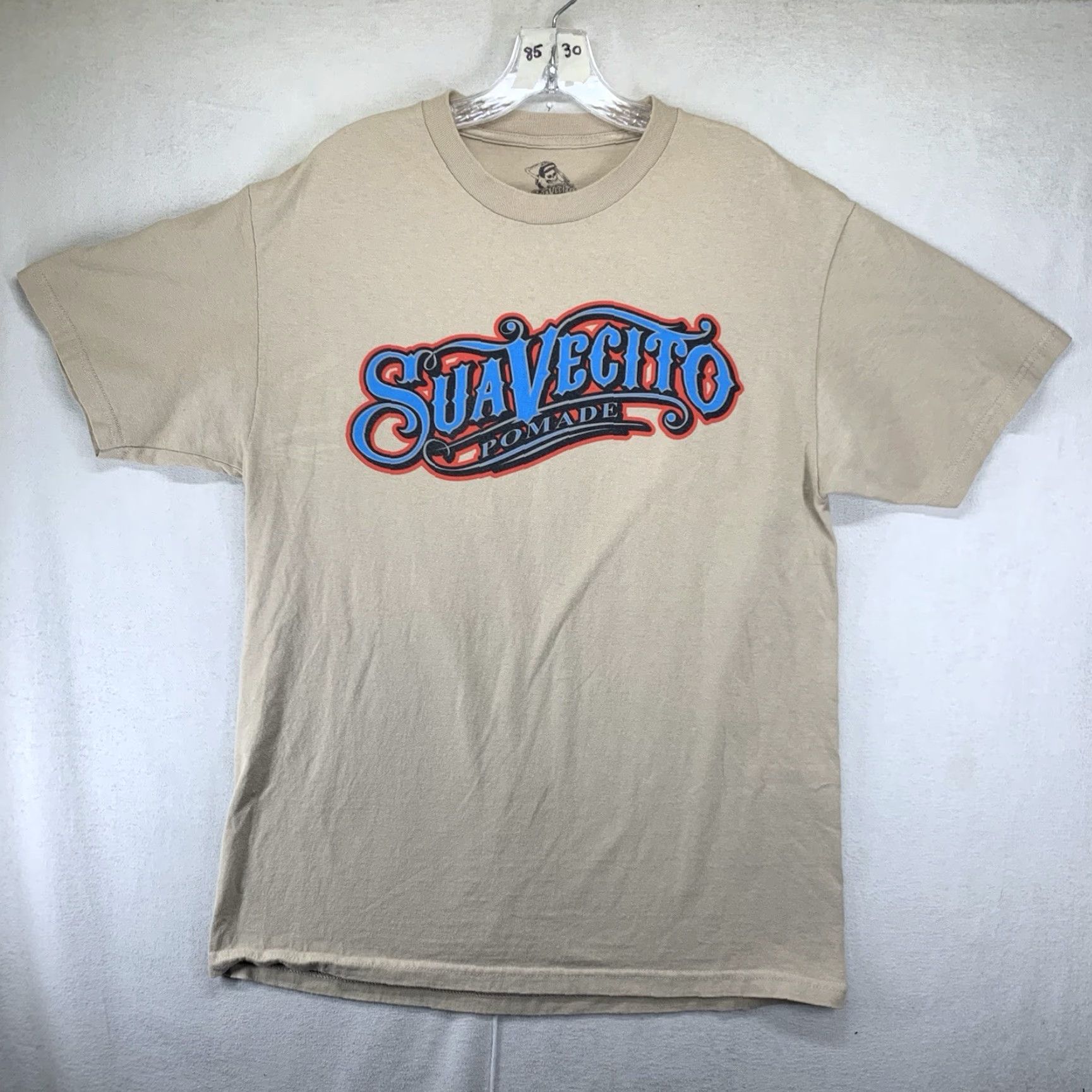 Doublet Suavecito Men's T-Shirt Large Beige Graphic Print Logo Double Side All Seasons Crew Neck Size US L / EU 52-54 / 3 - 3 Thumbnail