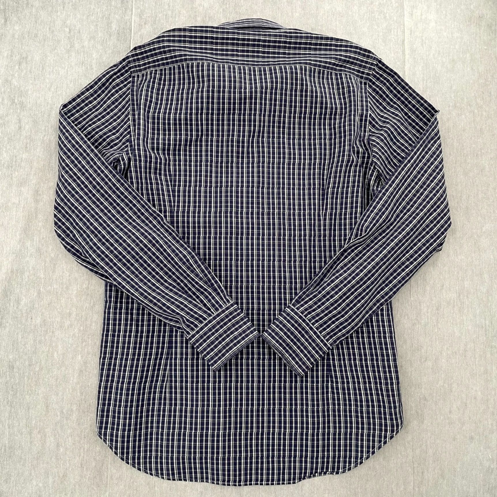 Canali VINTAGE Canali Dress Shirt Men Large Blue Plaid Long Sleeve Cotton Italy Classic 90s Size US L / EU 52-54 / 3 - 2 Thumbnail