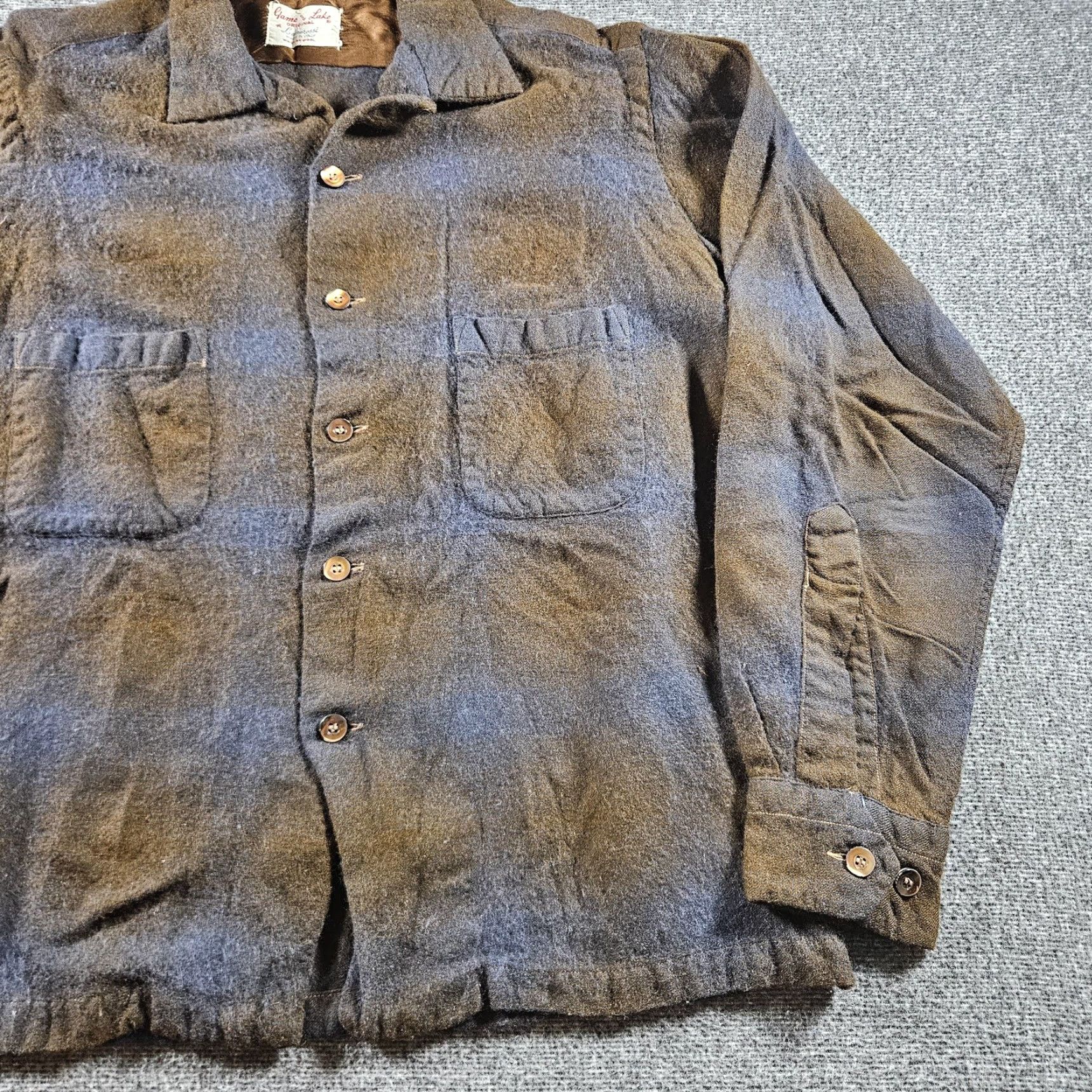 Vintage VINTAGE Game & Lake Jacket Mens Large Brown Wool Lined Made Italy Outdoor 60s Size US L / EU 52-54 / 3 - 3 Thumbnail