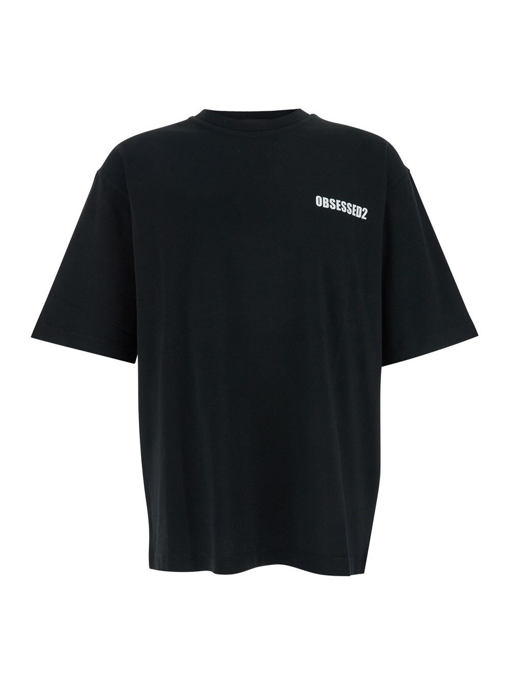 Black T-Shirt with Logo on the Front in Cotton Man