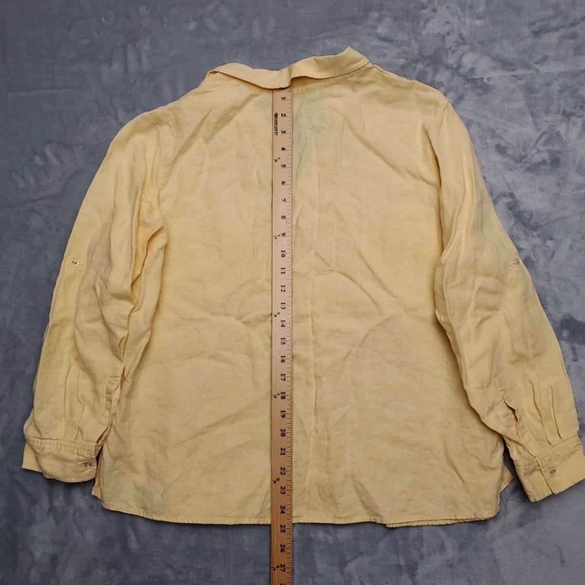 Vintage Studio Works Shirt Womens 1X Pastel Yellow 100% Linen Minimalist Coastal Boho Shirt Ladies 1X Yellow Linen Casual Classic Mens Womens Girls Size XL / US 12-14 / IT 48-50 - 6 Thumbnail