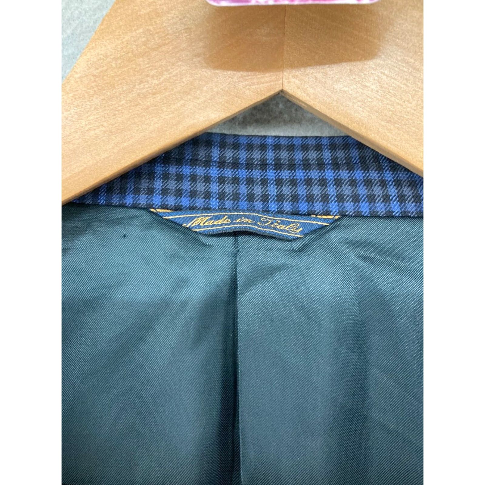 Vintage Trussini E Thomas Mens Suit Jacket 42 Blue Plaid - 90s Business Notch Lapel, Single-Breasted, Blue, 42, Regular, Mens, Italy Made Size 42R - 7 Thumbnail