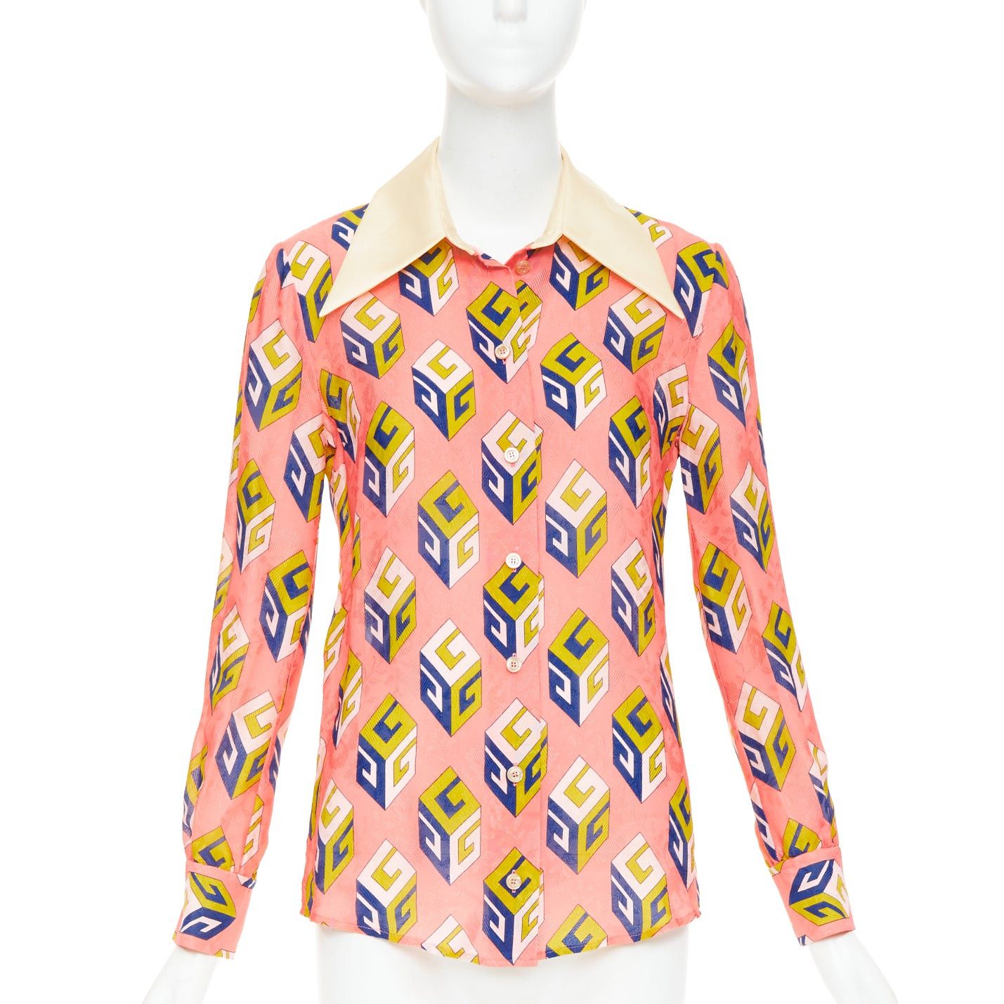 Gucci GUCCI Alessandro Michele 2017 pink geometric vintage G print blouse IT38 XS Size XS / US 0-2 / IT 36-38 - 1 Thumbnail