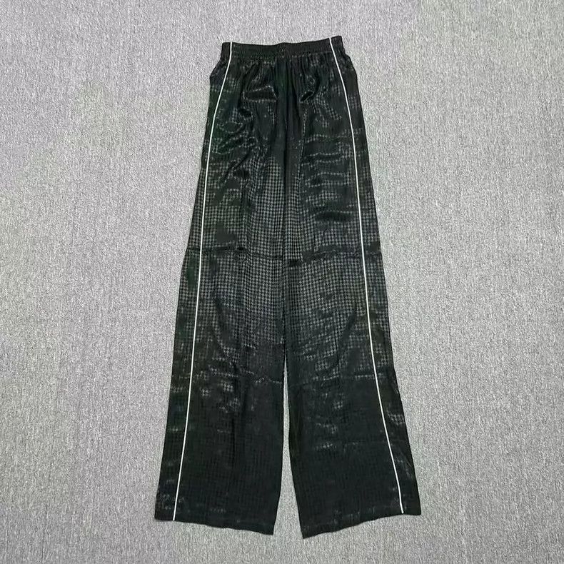 Balenciaga Balenciaga Black Shiny Houndstooth Wide Leg Casual Pants Size US 26 / EU 42 - 1 Thumbnail