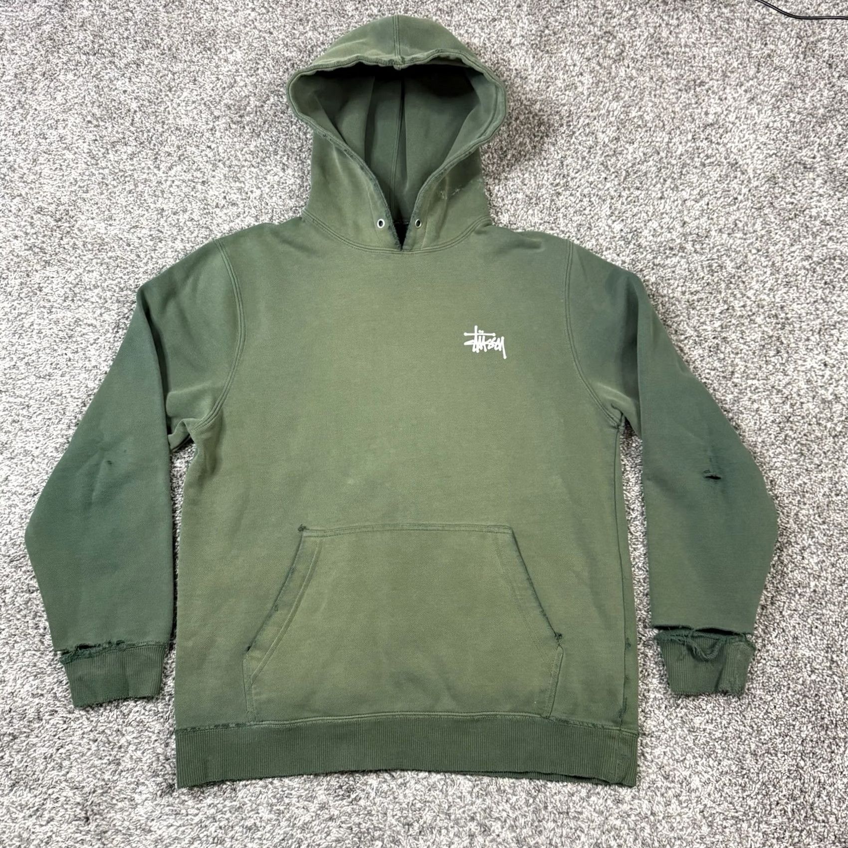 Vintage VINTAGE Stussy Hoodie Sweatshirt Green M Streetwear Size US M / EU 48-50 / 2 - 2 Thumbnail