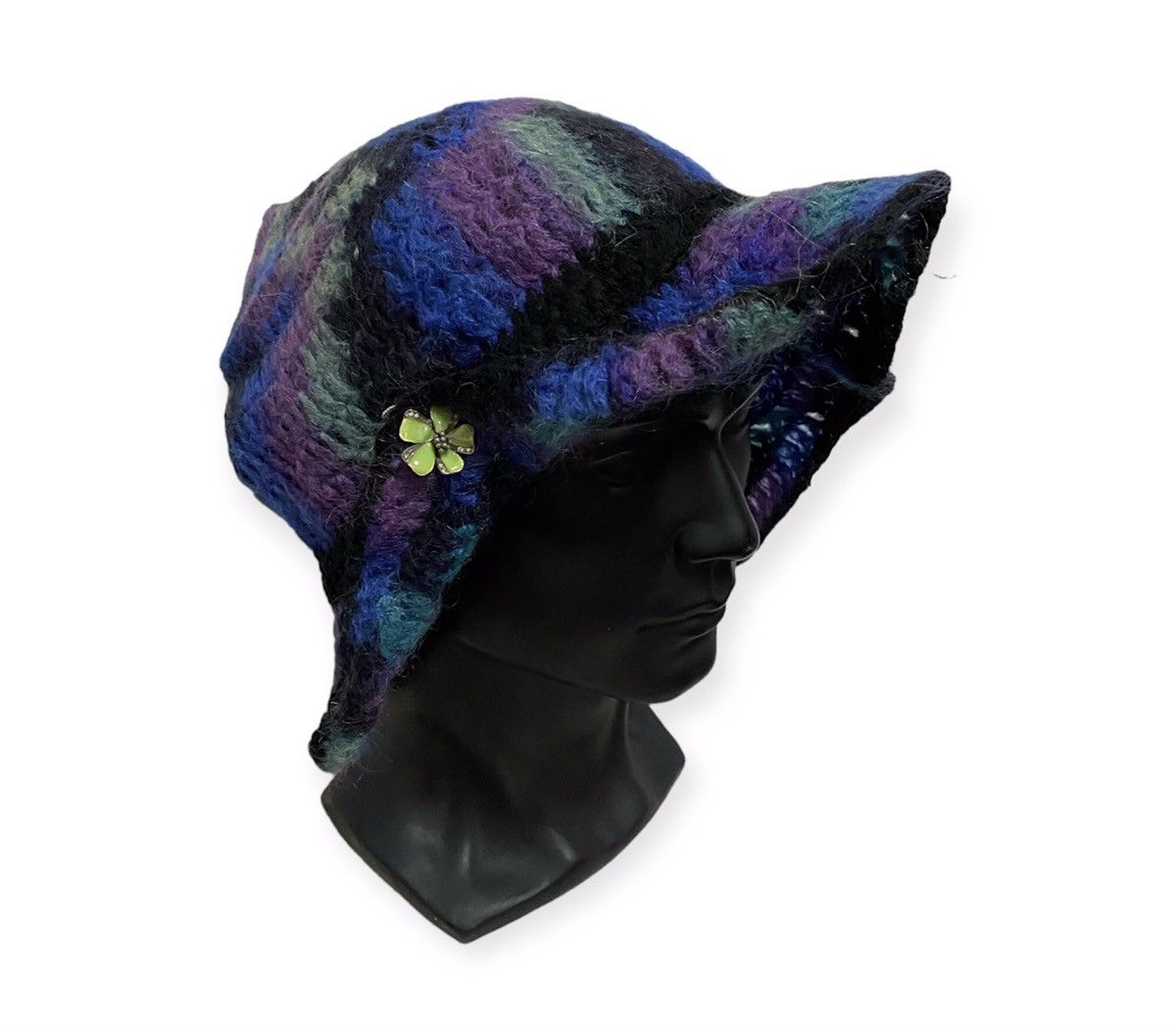 image of Multicolour Knit Beanie Hat in Blue, Men's