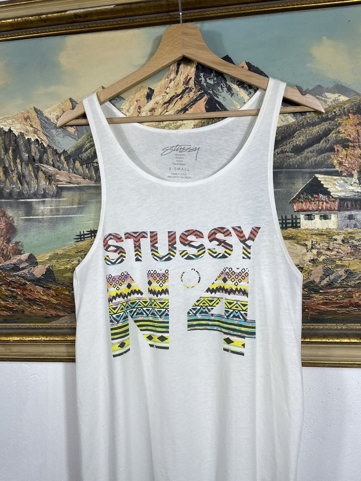 Stussy × Vintage White Retro Y2k 00s Sleeveless Vest Stussy Size XS / US 0-2 / IT 36-38 - 4 Thumbnail