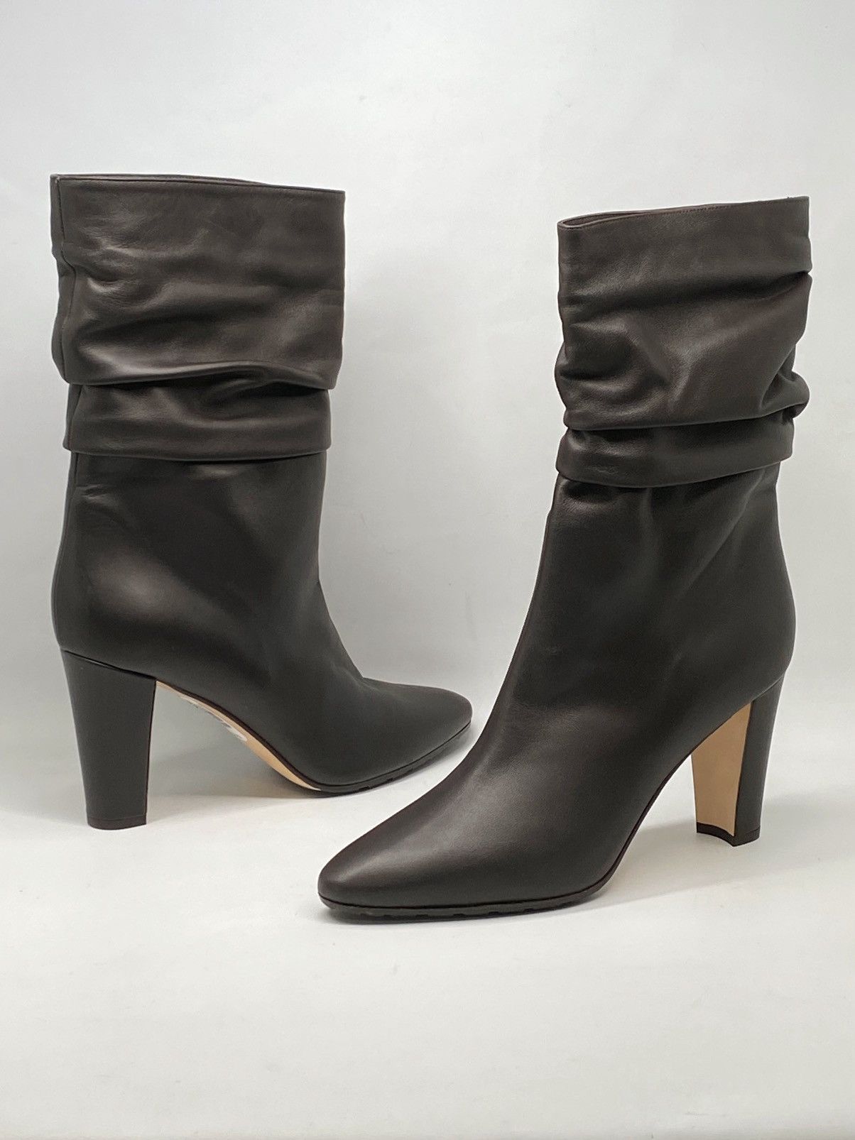 Manolo Blahnik Manolo Blahnik Calasso 90MM Ruched Leather Boots size 38.5 Size US 8.5 / IT 38.5 - 6 Thumbnail
