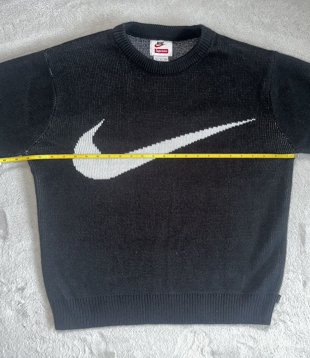 Nike × Supreme Nike x Supreme Swoosh Knit Sweater Size US L / EU 52-54 / 3 - 5 Thumbnail