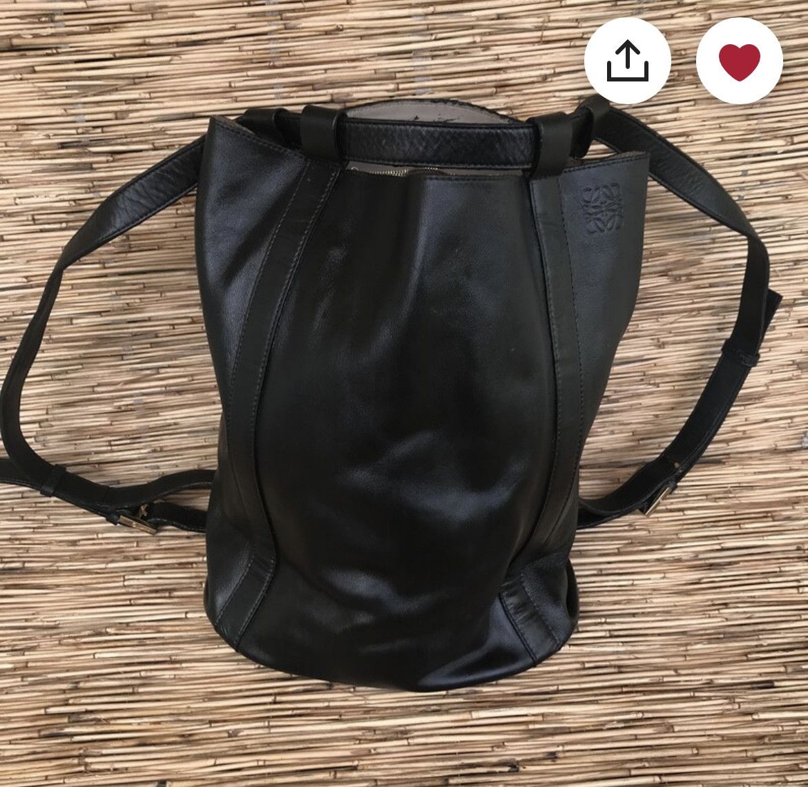 Loewe Rare Loewe Midnight Black leather book bag backpack Grailed