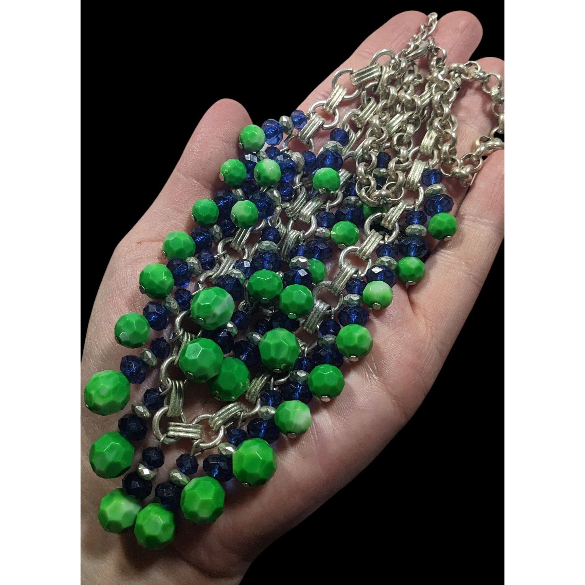 Other Funky Blue And Green Beaded Multilayer Fringe Necklace Size ONE SIZE - 3 Thumbnail
