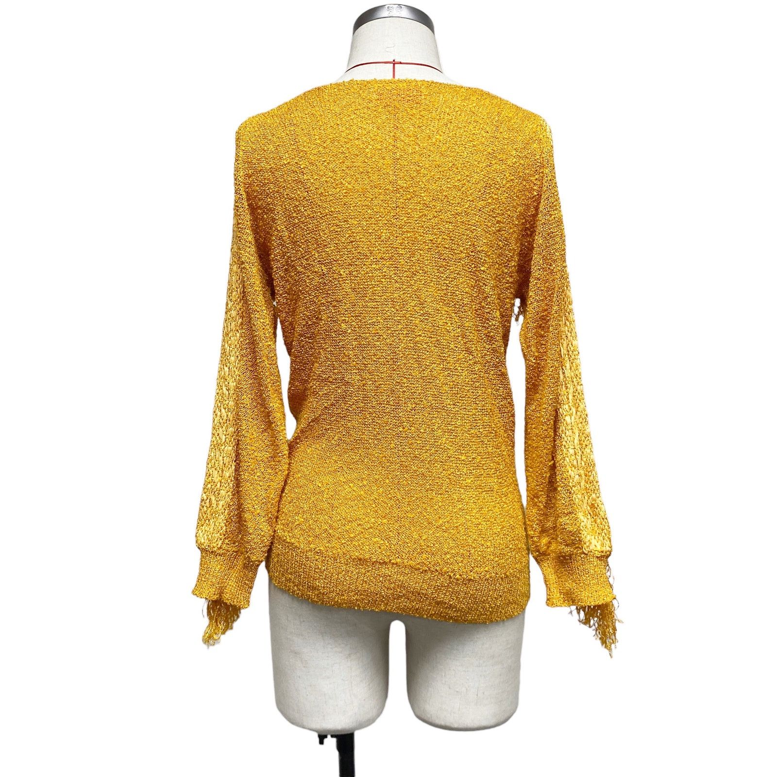 Vintage Vintage French Rags Womens Nubby Knit Long Sleeve Fringe Top Size ONE SIZE - 8 Thumbnail