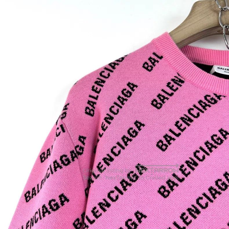 Balenciaga Balenciaga Black and Pink Full Print Bullet Logo Knit Swea Size US L / EU 52-54 / 3 - 5 Thumbnail