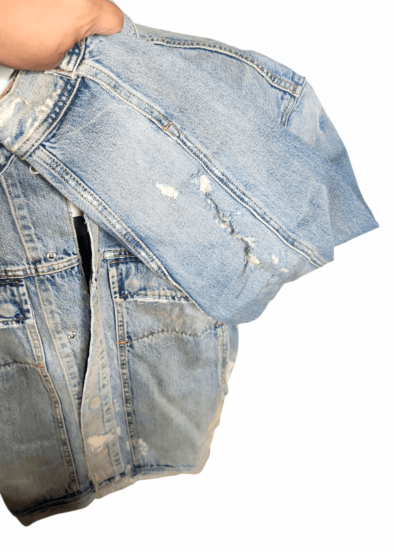 Hudson Hudson Jeans Boxy Ripped Denim Trucker Jacket Distressed Size US XXL / EU 58 / 5 - 10 Thumbnail