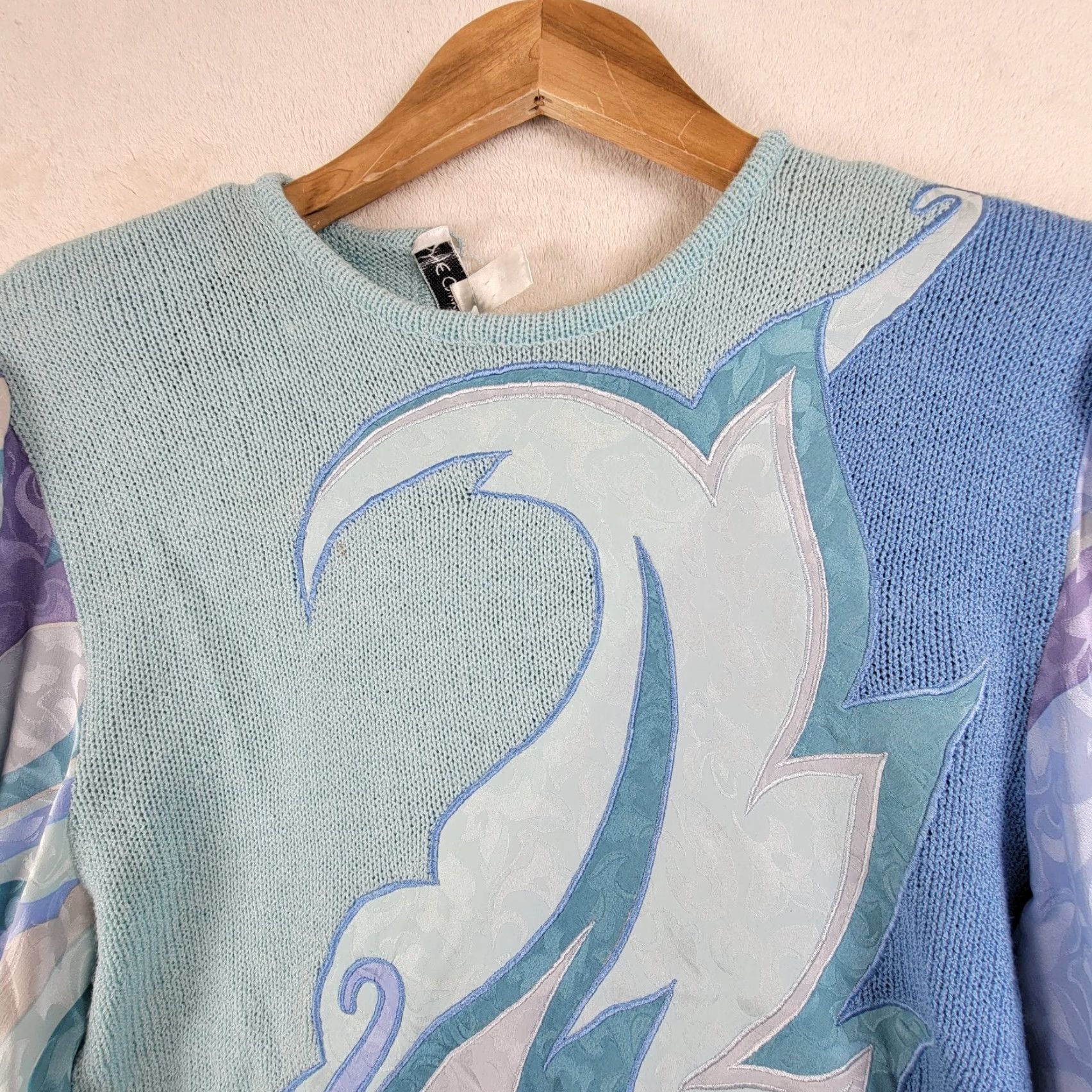 Vintage VINTAGE UMI Collection ANNE CRIMMINS Sweater M Blue Art Deco 1980s Womens Everyday Punk New Wave Size M / US 6-8 / IT 42-44 - 3 Thumbnail