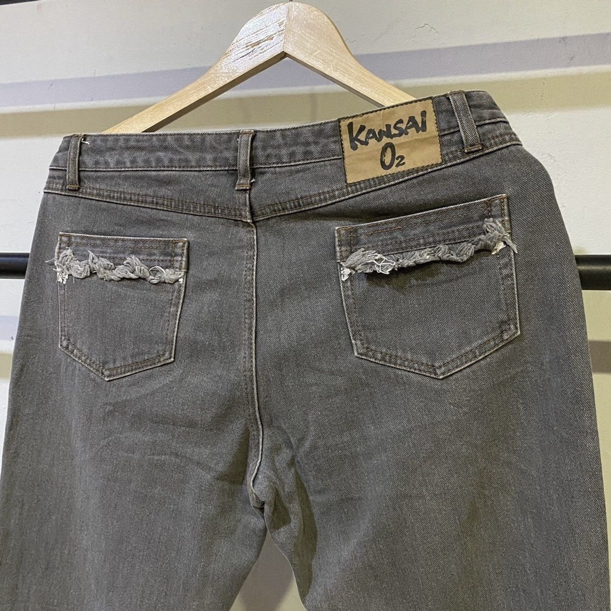 Kansai Yamamoto Kansai 02 Flare Jeans: Button Hem Denim Boot Cut, Y2K Size US 32 / EU 48 - 3 Thumbnail