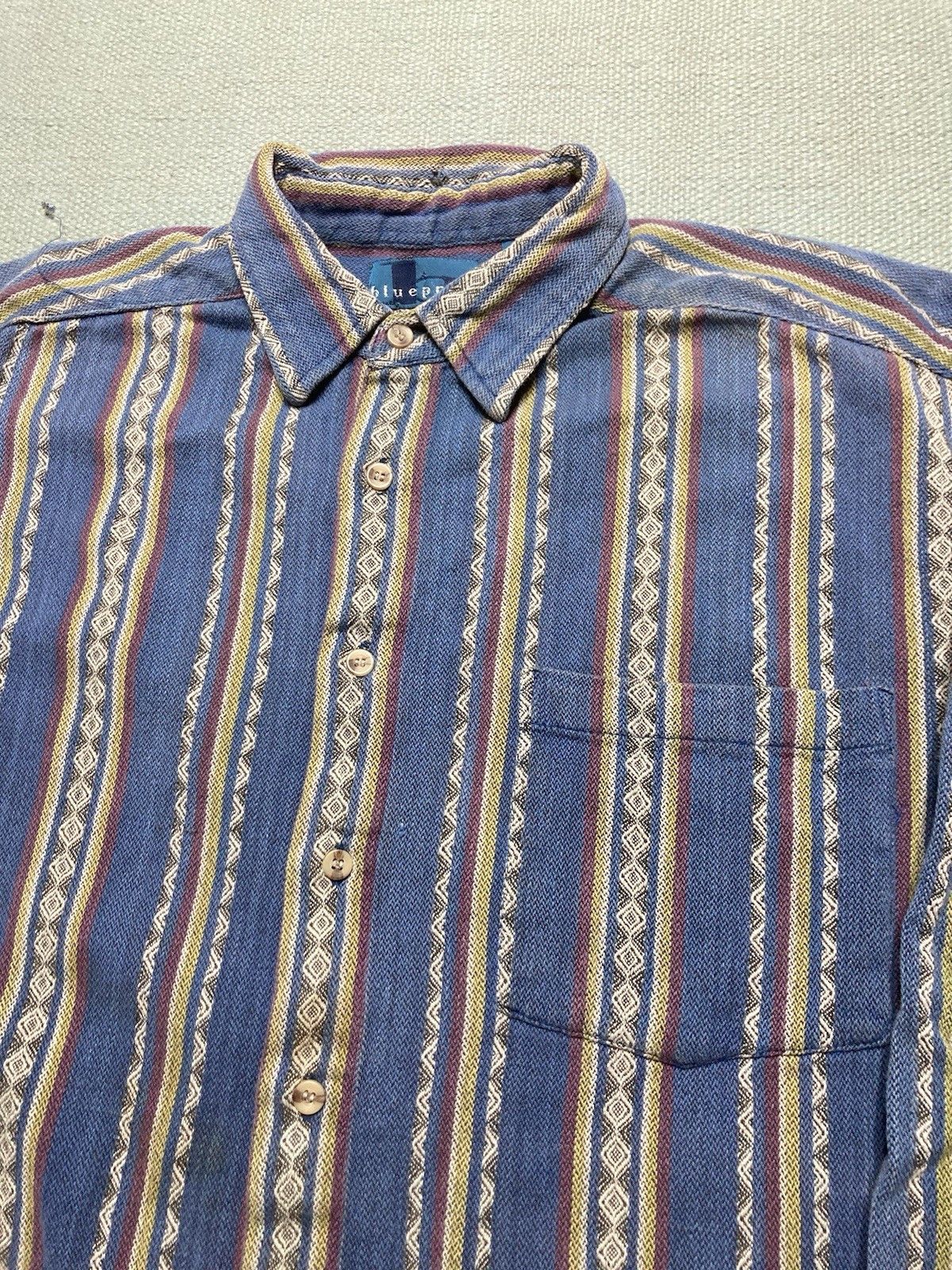 Vintage Vintage button shirt aztec striped woven cotton large Size US L / EU 52-54 / 3 - 2 Thumbnail