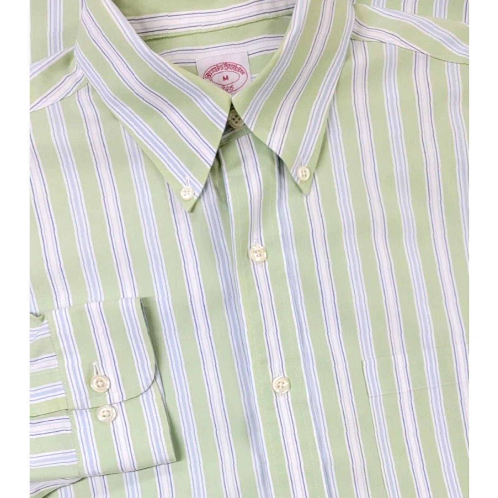 Brooks Brothers Brooks Brothers Button-Up Shirt Men M Green Stripe Non Iron Cotton Button-Down Collar 346 Regular Size Type Size US M / EU 48-50 / 2 - 2 Thumbnail