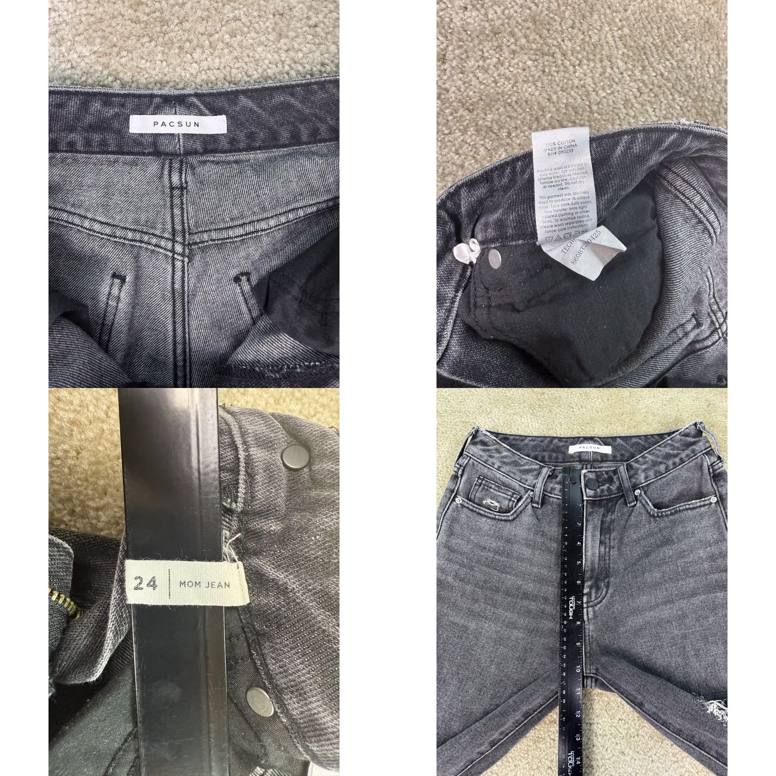 Pacsun PacSun Jeans Womens Gray Mom Straight High Rise Denim Distressed Ladies 24 B511 Size 42" / US 20 - 8 Thumbnail