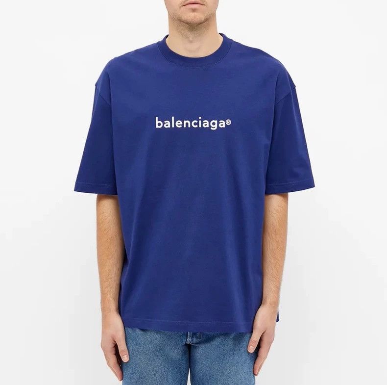 Balenciaga Balenciaga Letter Logo Short Sleeve, Blue XS Size US XS / EU 42 / 0 - 7 Thumbnail