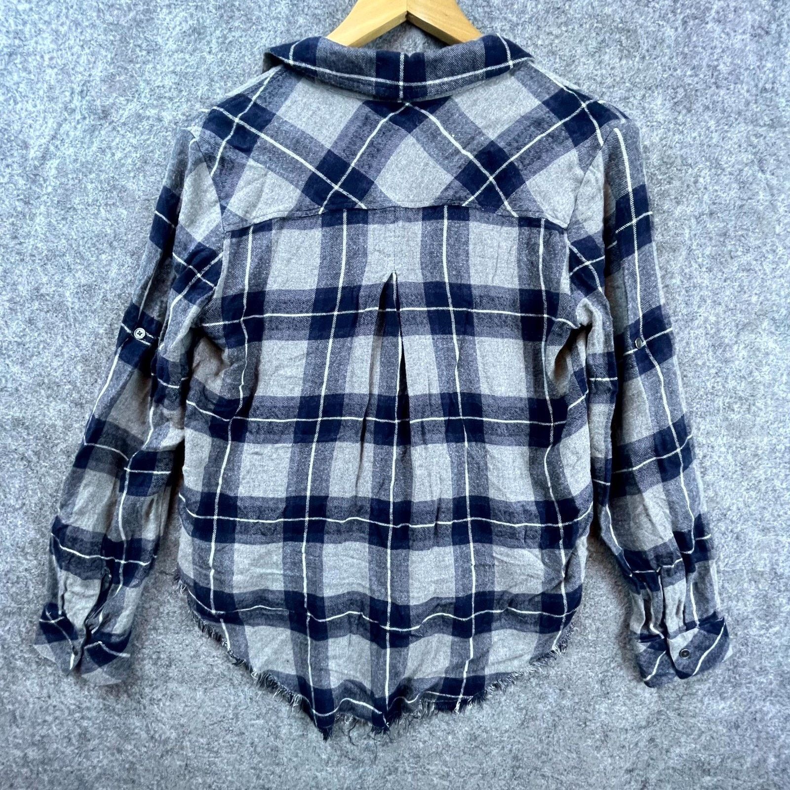 Bella Dahl Bella Dahl Flannel Shirt Women S Gray Blue Plaid Grunge 90s Size L / US 10 / IT 46 - 3 Thumbnail