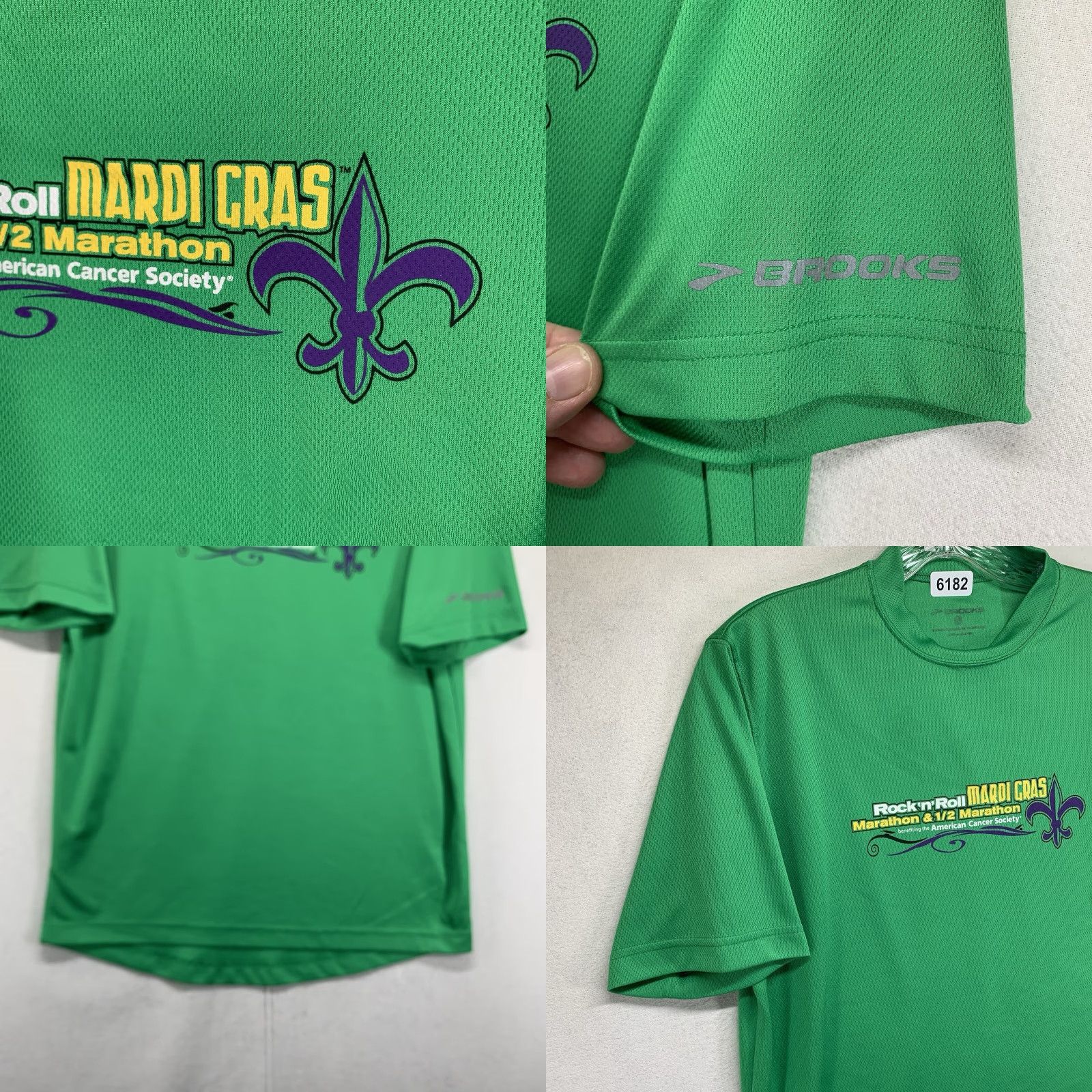 Brooks Brooks Running Shirt Rock & Roll Mardi Gras Marathon 2011 Medium Shirt Unisex Adults Green Graphic Print 100% Polyester T-Shirt Size US M / EU 48-50 / 2 - 8 Thumbnail