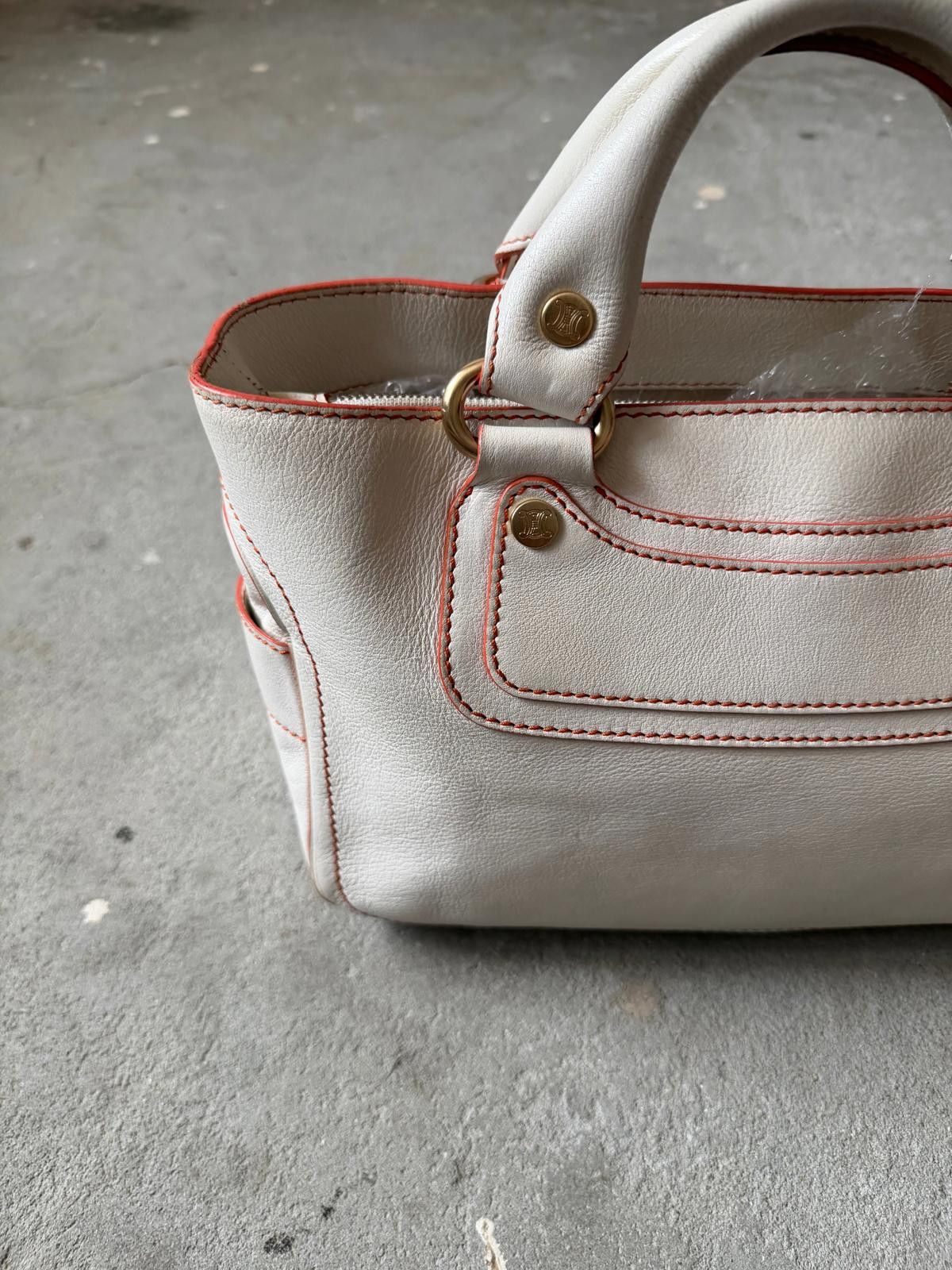 Celine Celine Leather Boogie Shoulder Bag White/Red Size ONE SIZE - 8 Thumbnail