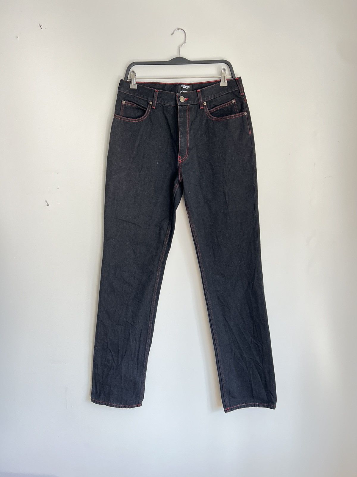 image of Andy Warhol x Calvin Klein 205W39Nyc Hopper Red Stitch Denim in Black, Men's (Size 32)