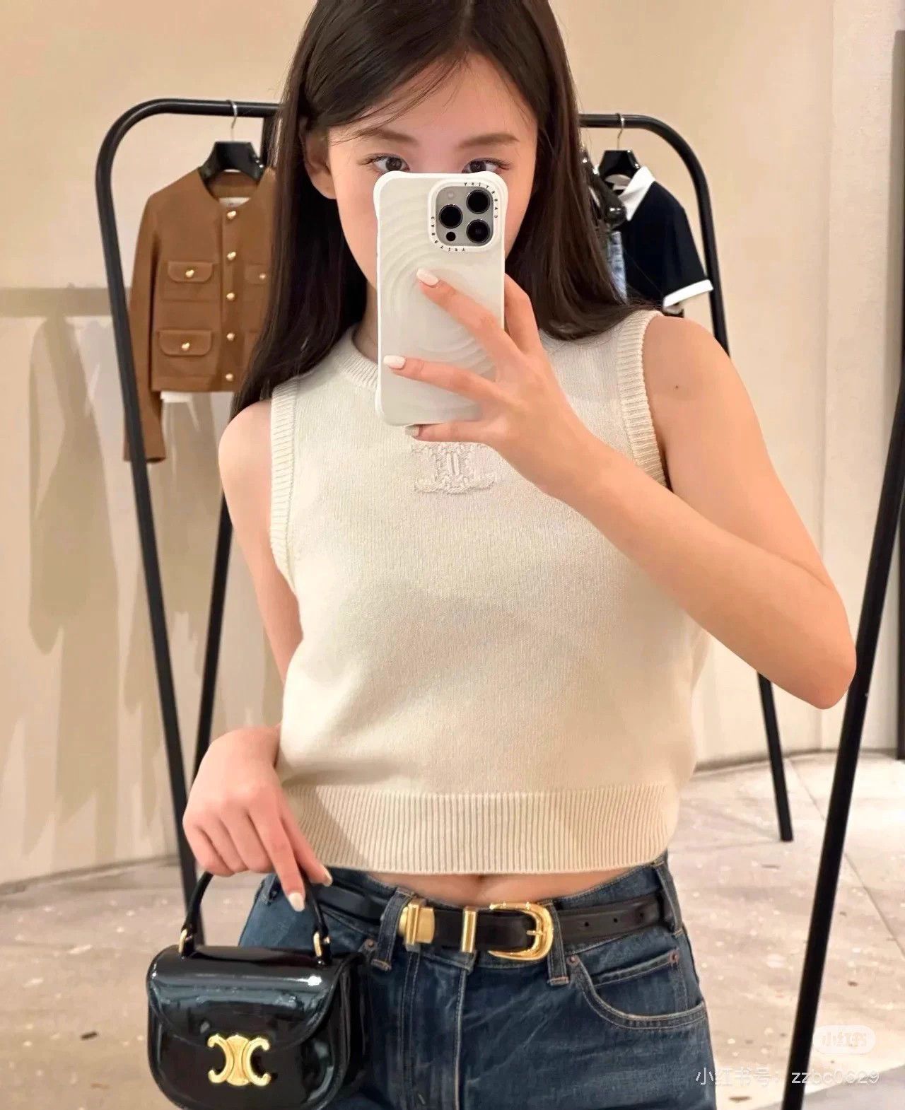 Celine Celine White Logo Jacquard Cashmere Knit Vest L Size L / US 10 / IT 46 - 8 Thumbnail