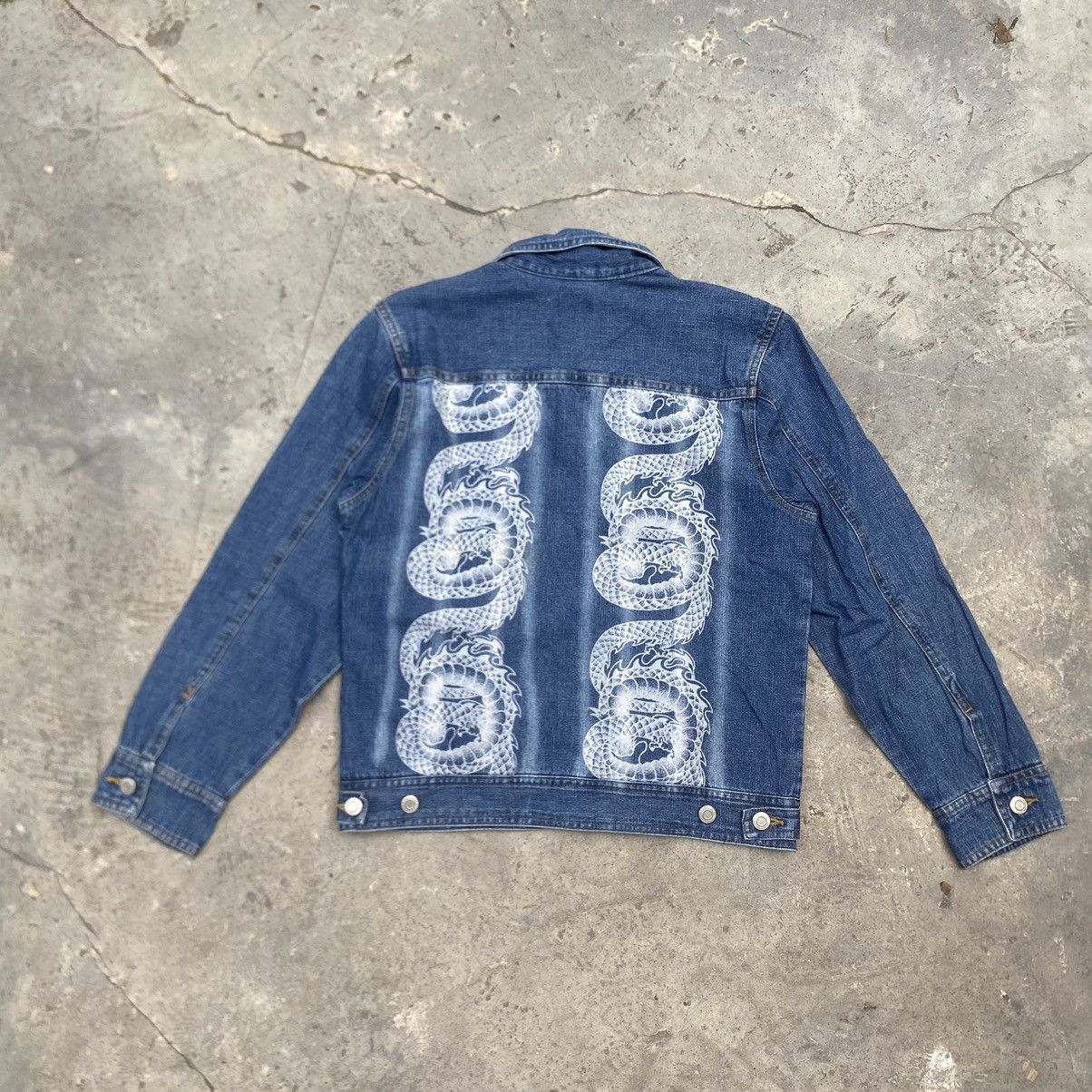 If Six Was Nine Y2K Pizza Toast Dragon Print Denim Jacket Size US M / EU 48-50 / 2 - 7 Thumbnail