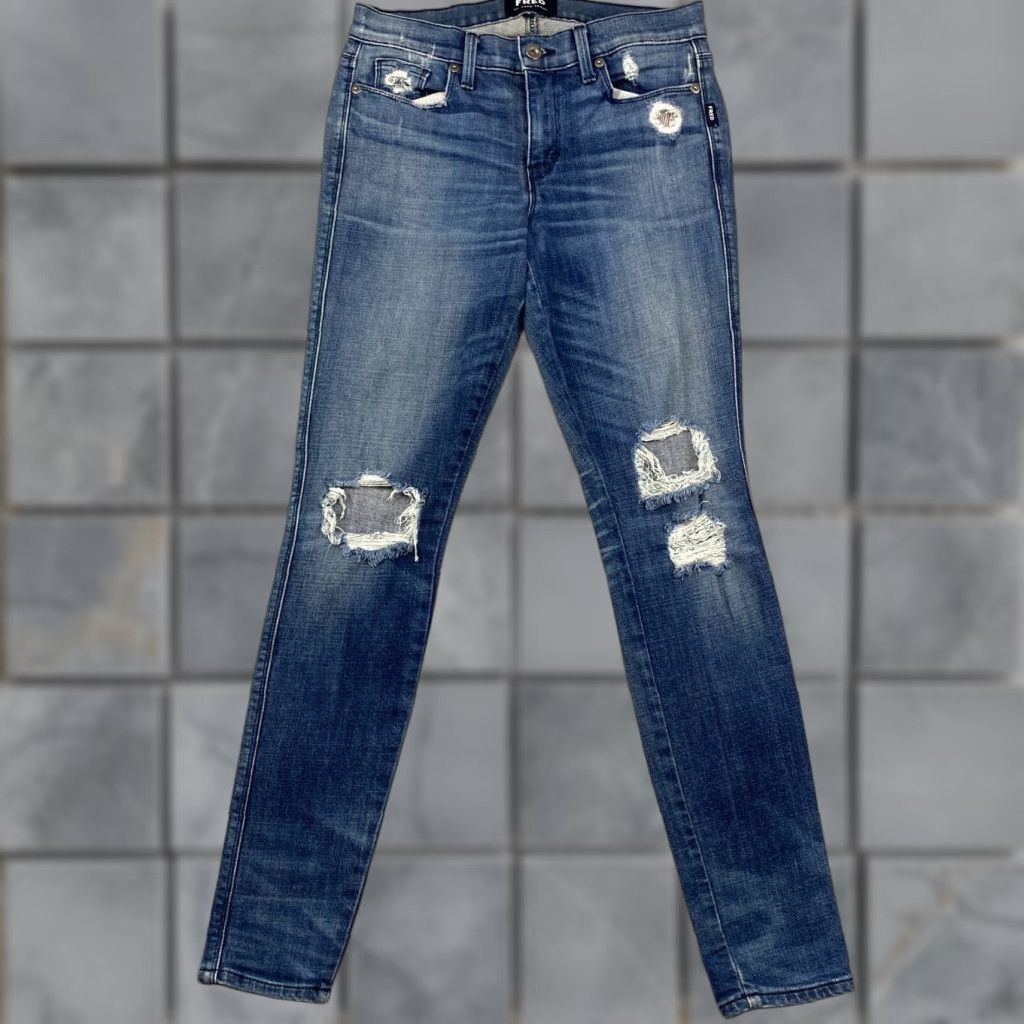 Fred Segal Fred Segal Jeans Womens Blue Skinny Distressed Ripped Denim USA Made 28 Size 28" / US 6 / IT 42 - 1 Thumbnail