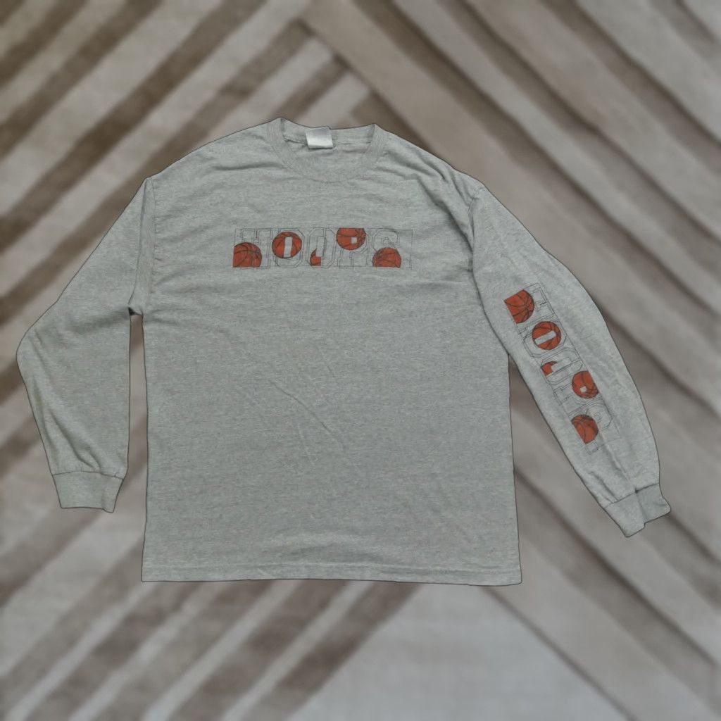 Spell VINTAGE Basketball T Shirt Mens XL Grey Long Sleeve Hoops Spell Out Y2K Size US XL / EU 56 / 4 - 1 Thumbnail
