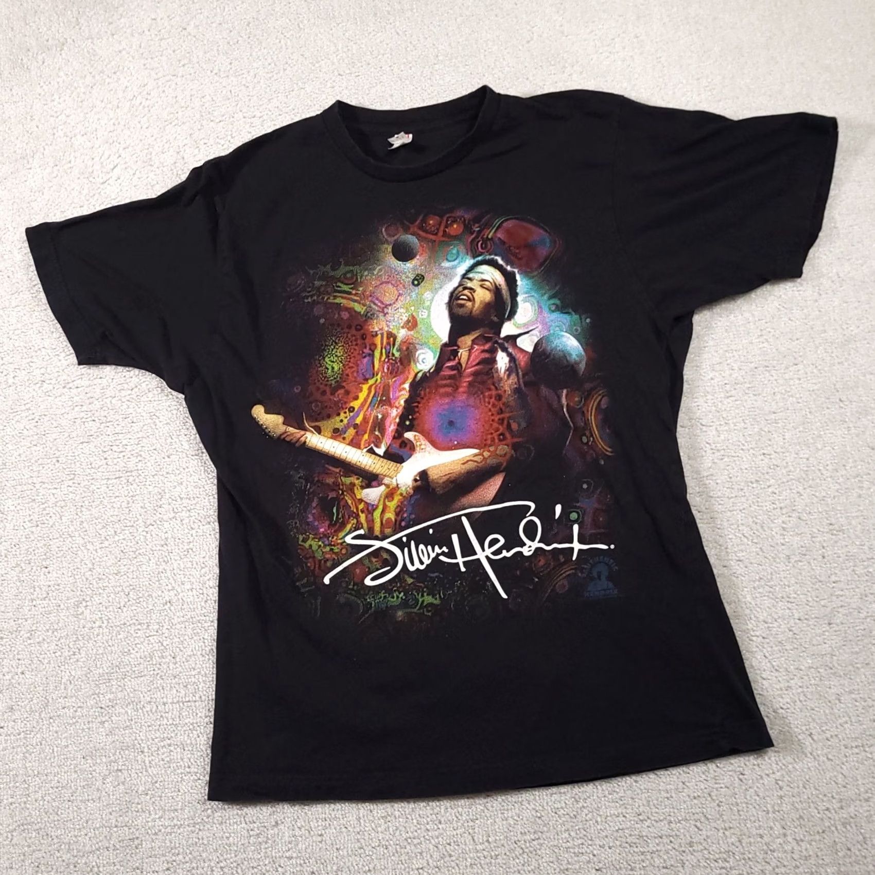 Anvil VINTAGE Y2K Jimi Hendrix T Shirt Mens Large Black Guitar Legend 2007 Big Graphic T-Shirt Shirt Men Black Graphic Print Music Rock All Seasons Size US L / EU 52-54 / 3 - 2 Thumbnail