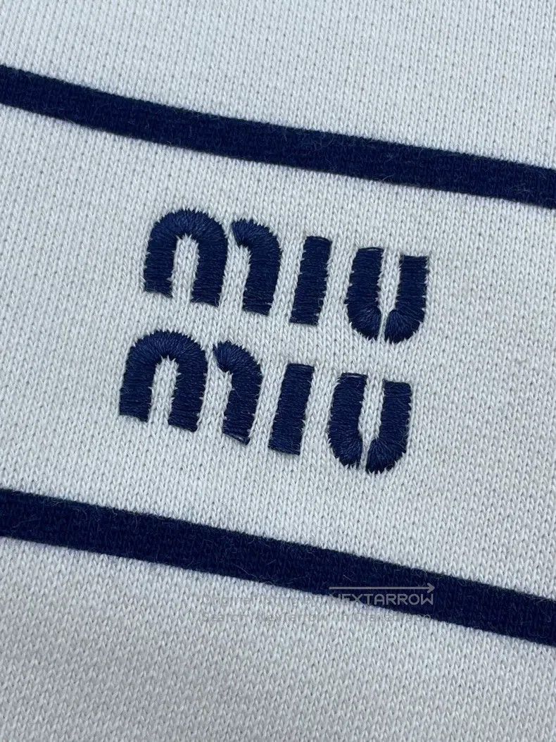 Miu Miu Miu Miu Size XS Striped embroidery logo leisure sweater Size XS / US 0-2 / IT 36-38 - 3 Thumbnail