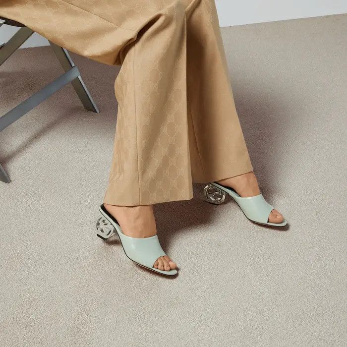 Gucci o1s1wg110225 Interlocking G Heel Sandals in Light Green Size US 8.5 / IT 38.5 - 3 Thumbnail