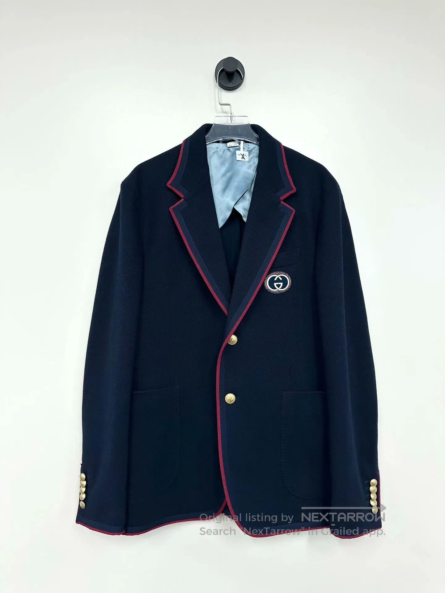 Gucci Guicci Navy Blue Double G Interlocking Logo Suit Jacket| Size US M / EU 48-50 / 2 - 1 Thumbnail