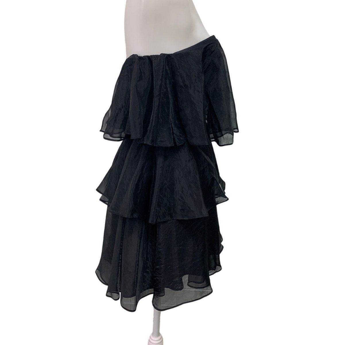 American Eagle Outfitters American Eagle Womens Med Strapless Black Ruffled Mini Dress Size M / US 6-8 / IT 42-44 - 4 Thumbnail