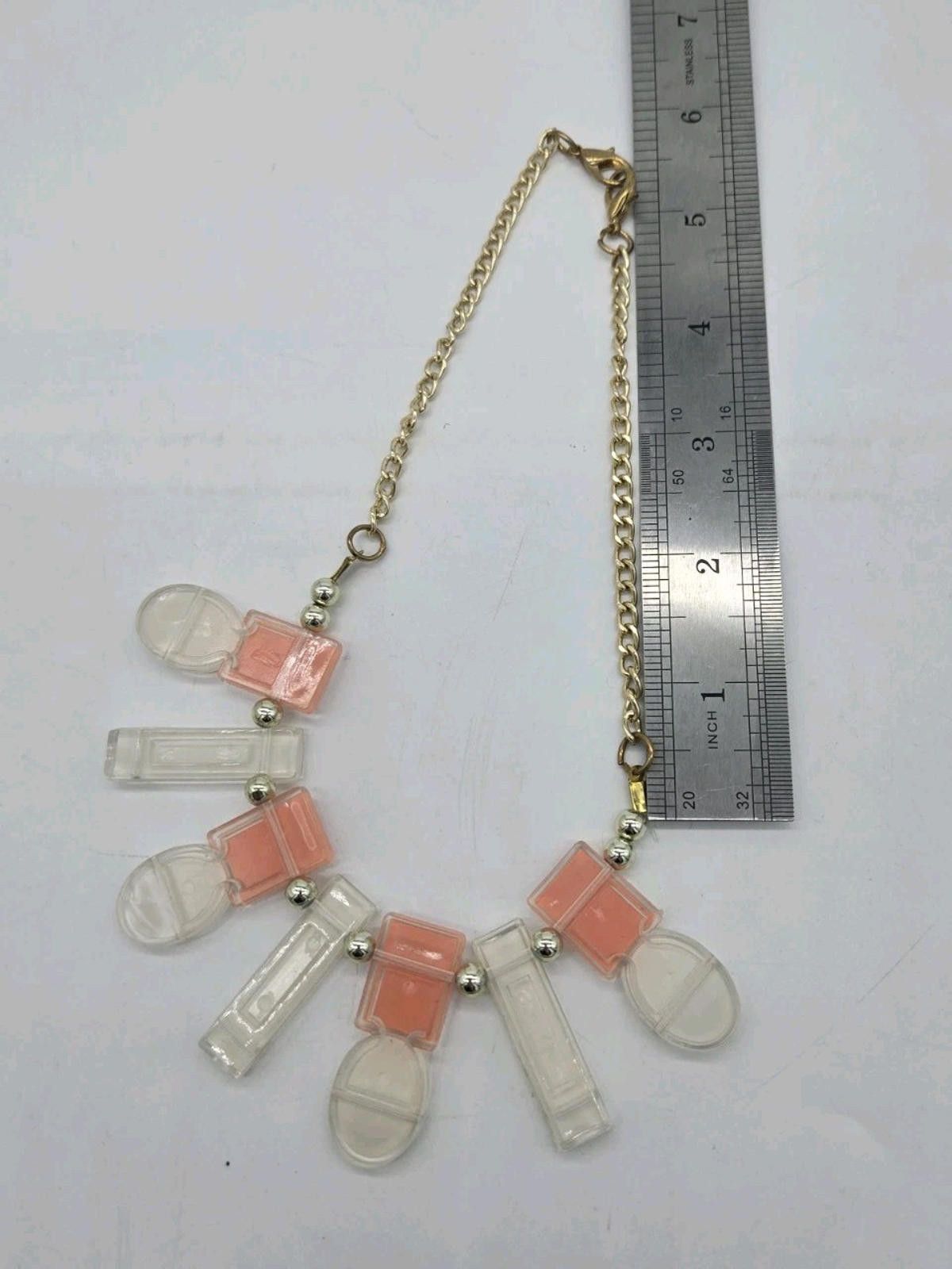 The Unbranded Brand Orange Art Deco Statement Necklace Unbranded Fashion Costume Size ONE SIZE - 5 Thumbnail