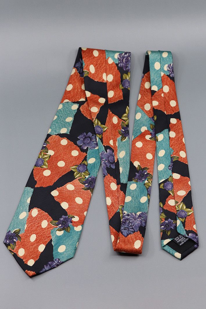 Hugo Boss × Vintage Vintage Hugo Boss Silk Tie – Bold Polka Dot Floral Print Size ONE SIZE - 8 Thumbnail
